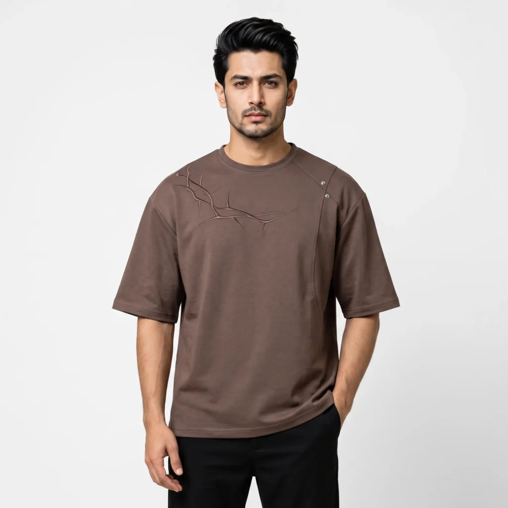 Thorn Embroidery Drop Shoulder T-Shirt