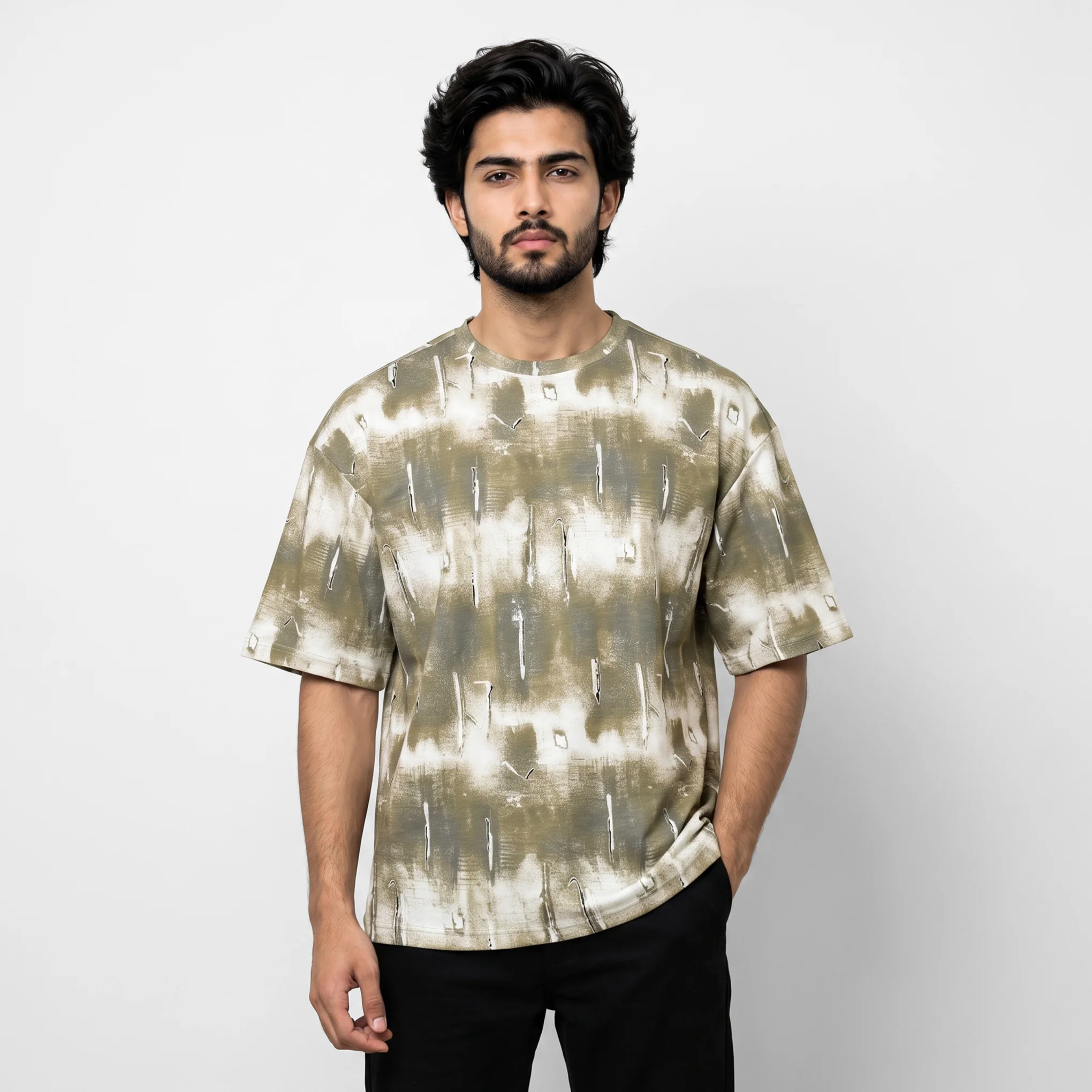 Abstract Print Drop Shoulder T-Shirt