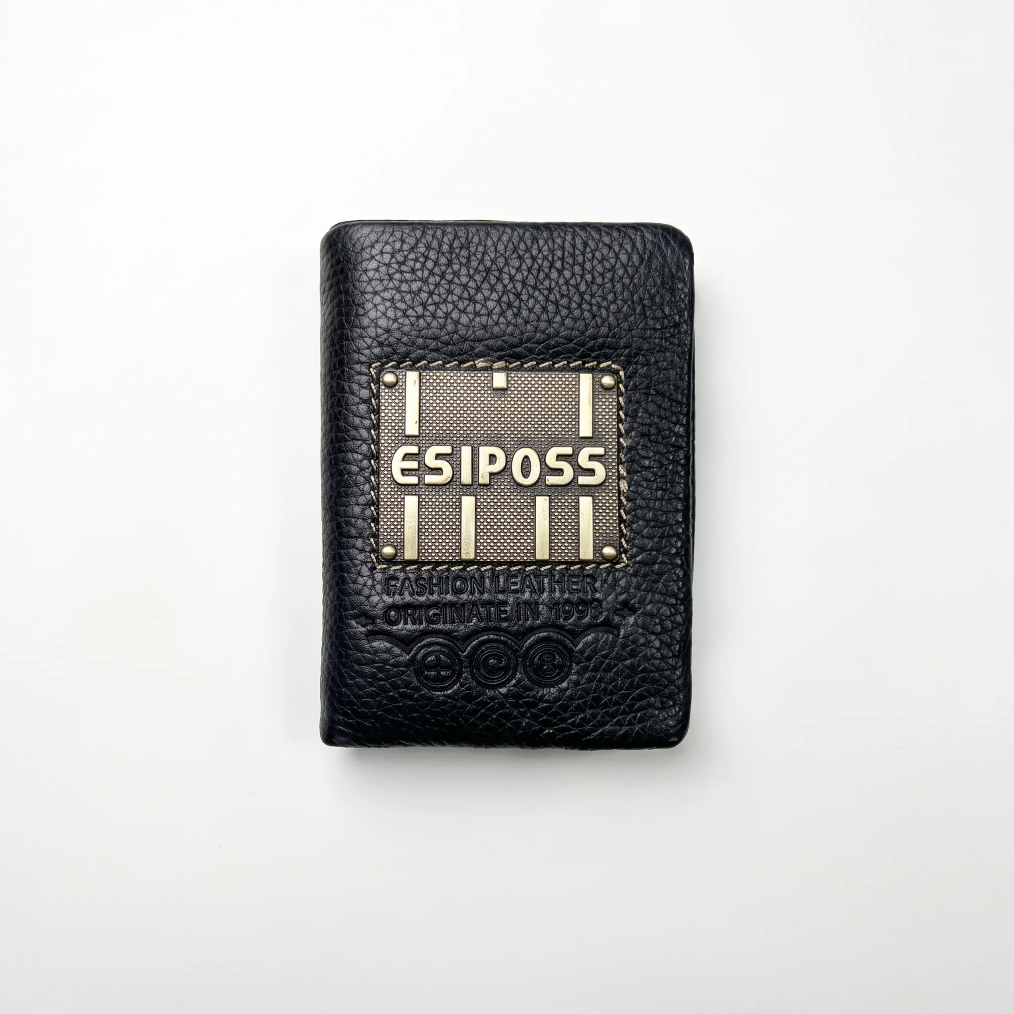 Men's Leather Trifold Wallet – Metal Badge - Image 5