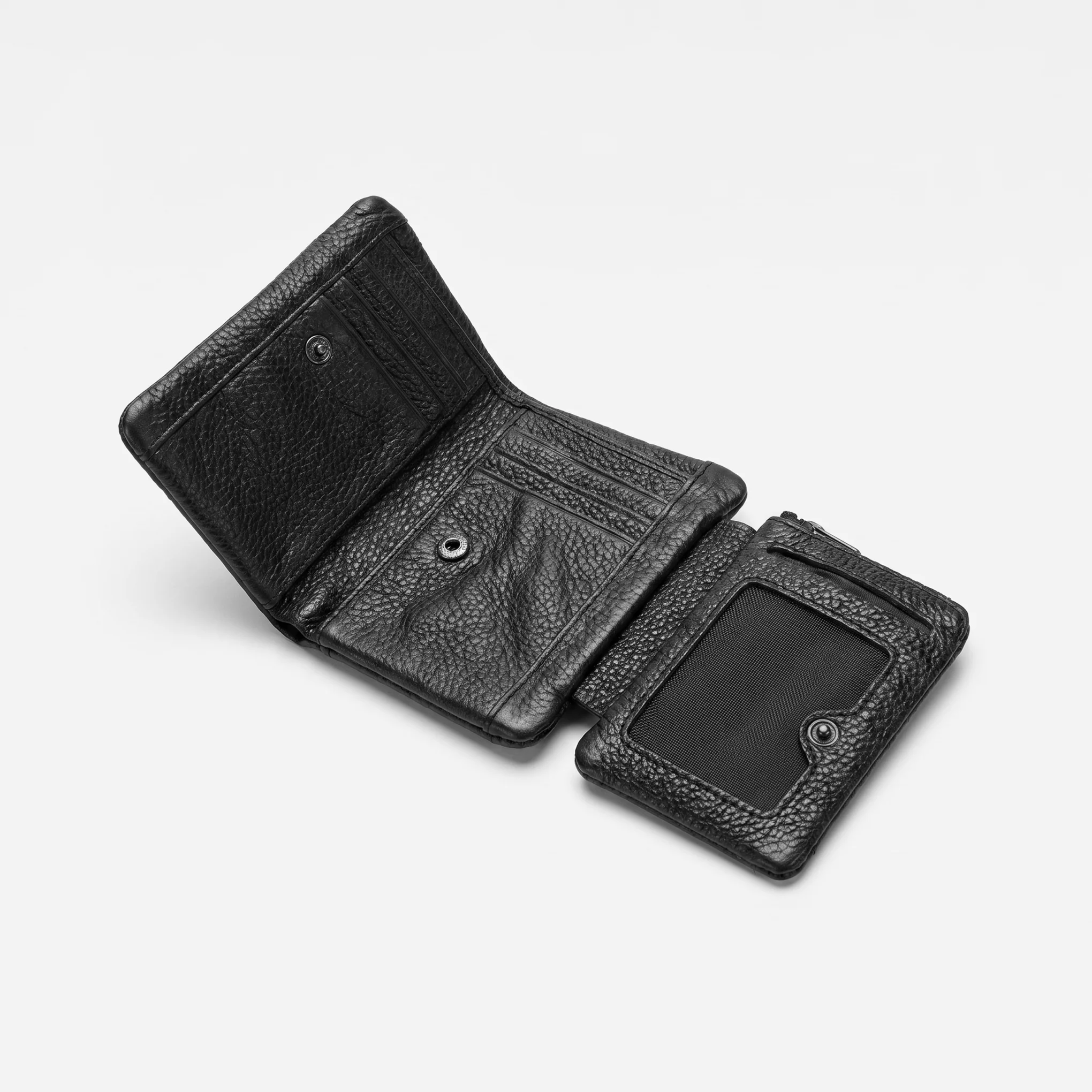 Men's Leather Trifold Wallet – Metal Badge - Image 4