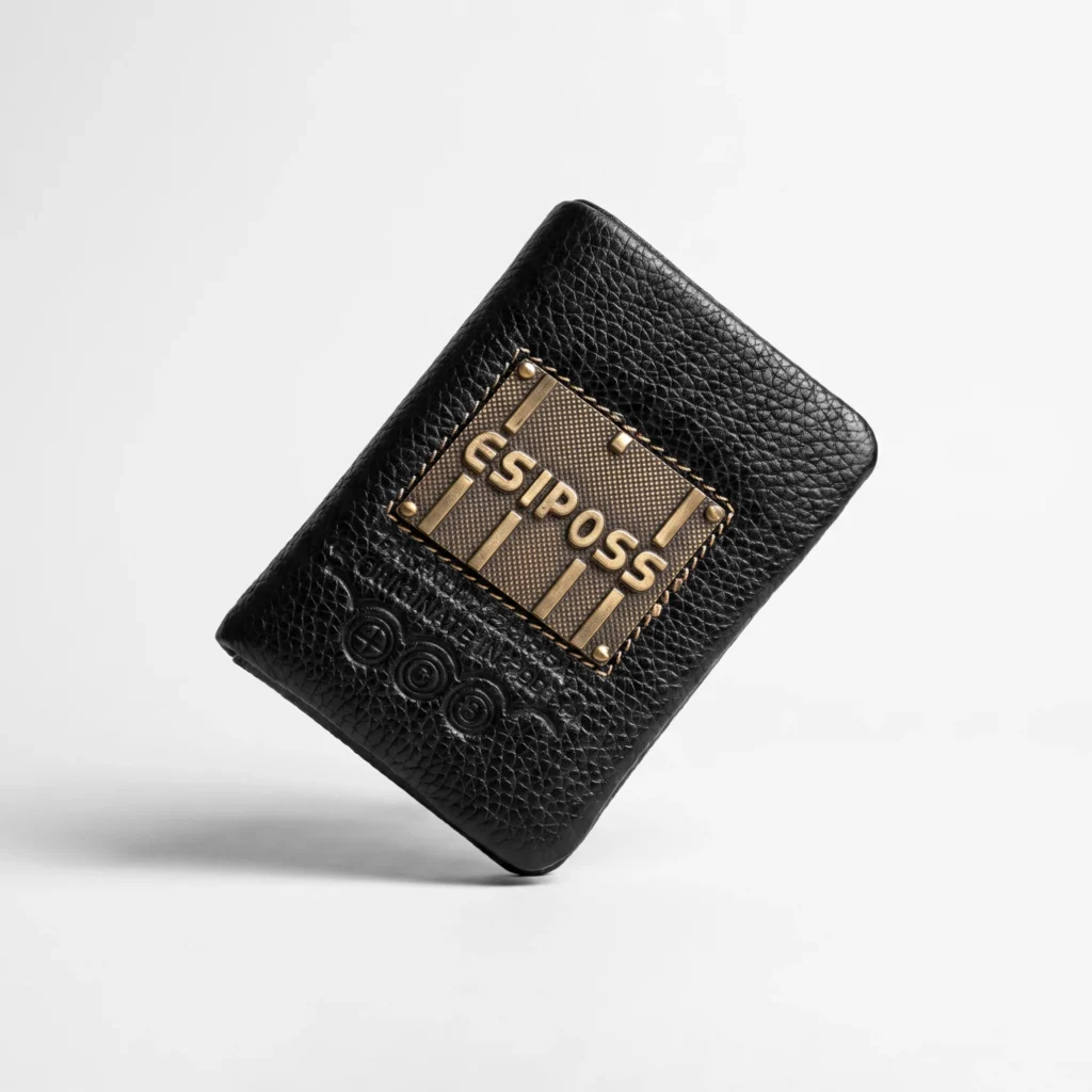 Men's Leather Trifold Wallet – Metal Badge