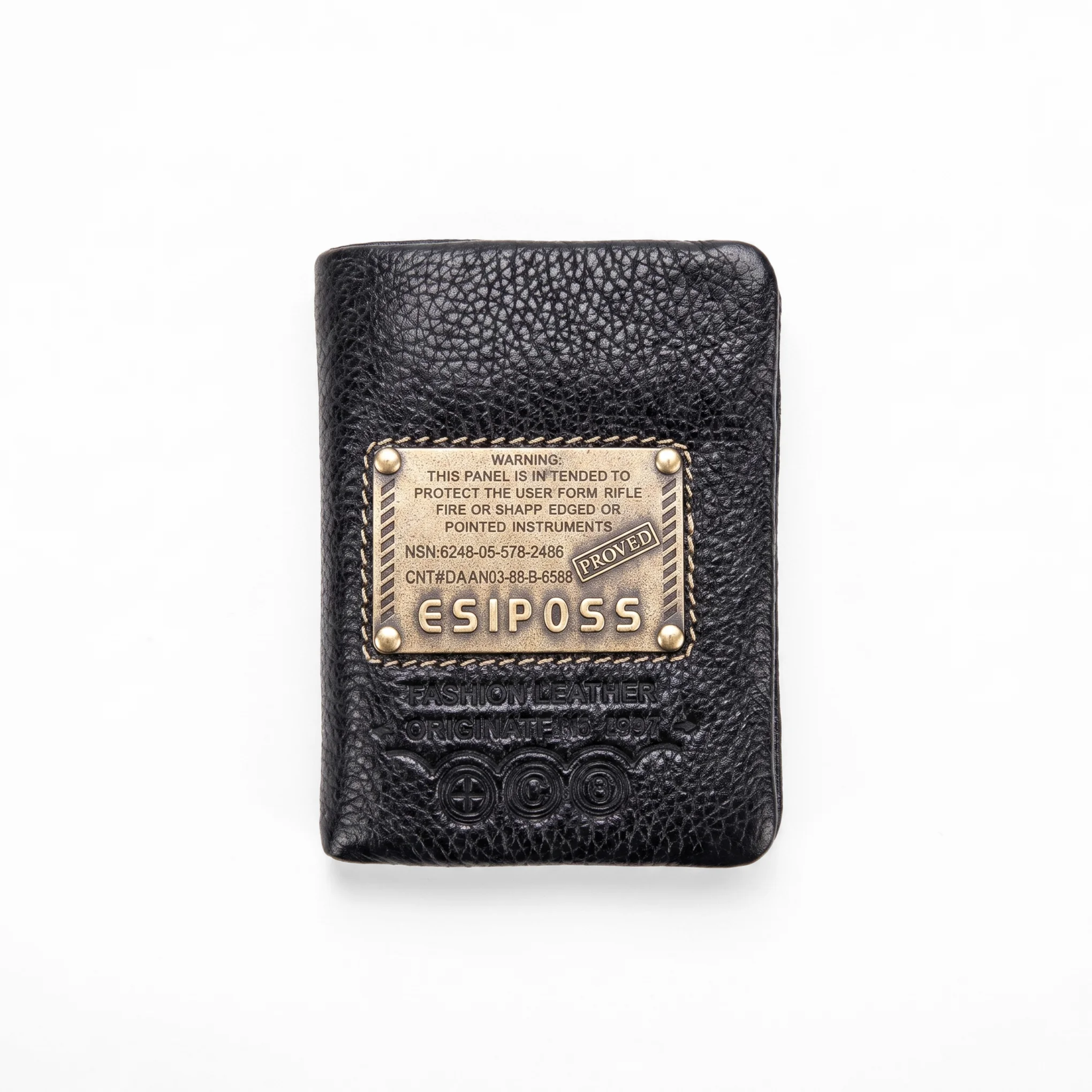 Men's Leather Trifold Wallet – Metal Badge