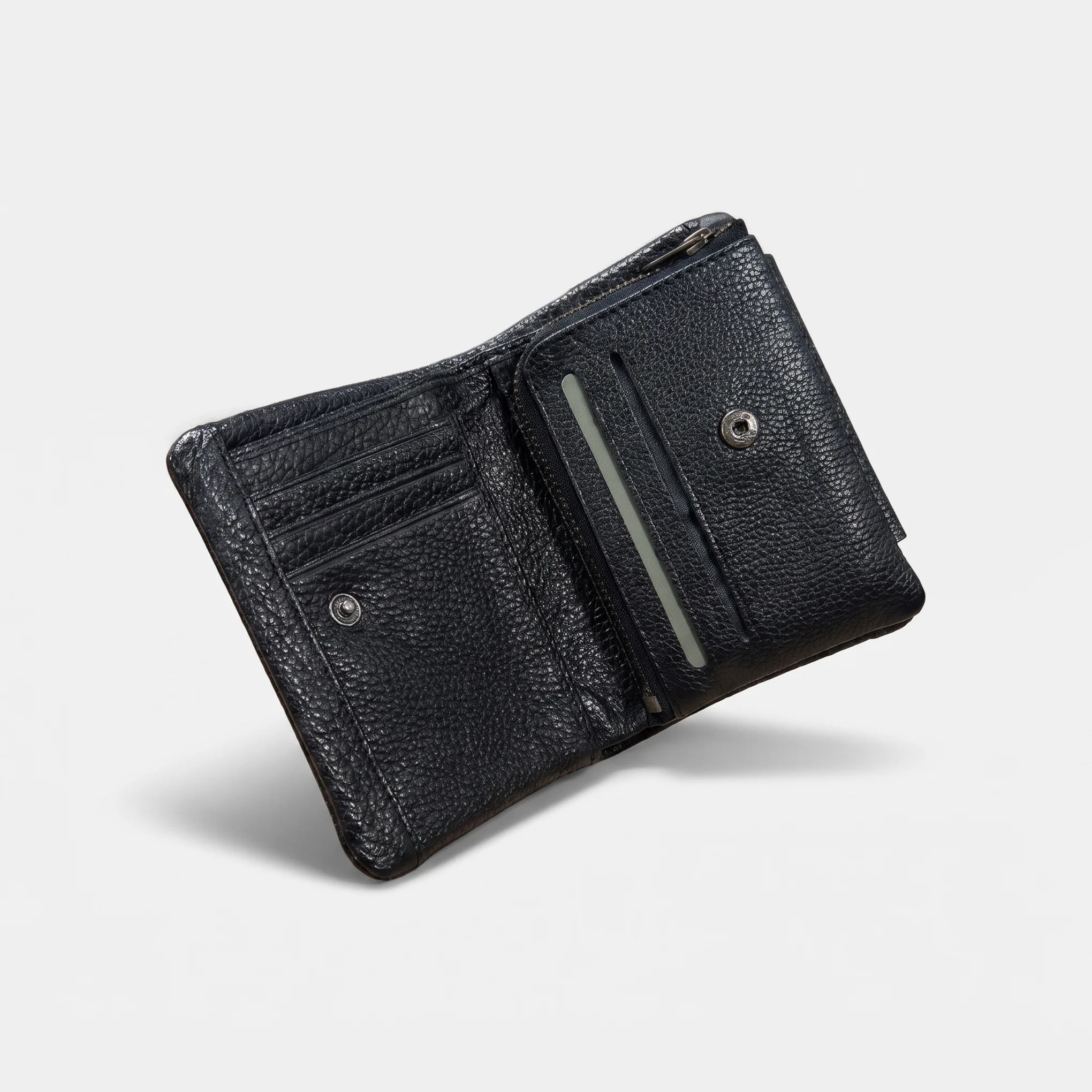 Men's Leather Trifold Wallet – Metal Badge - Image 4