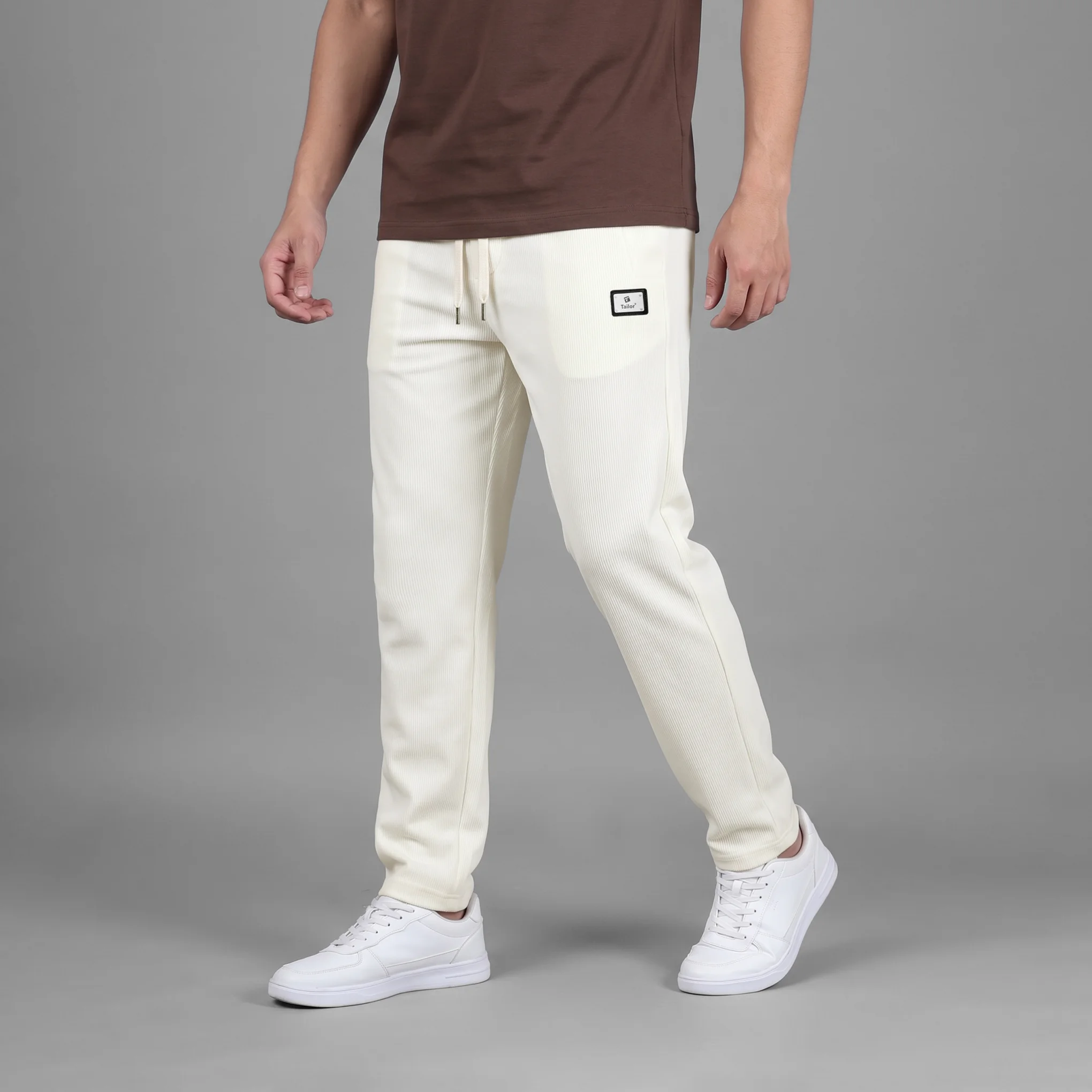 Herringbone Textured Joggers For Men - Image 4
