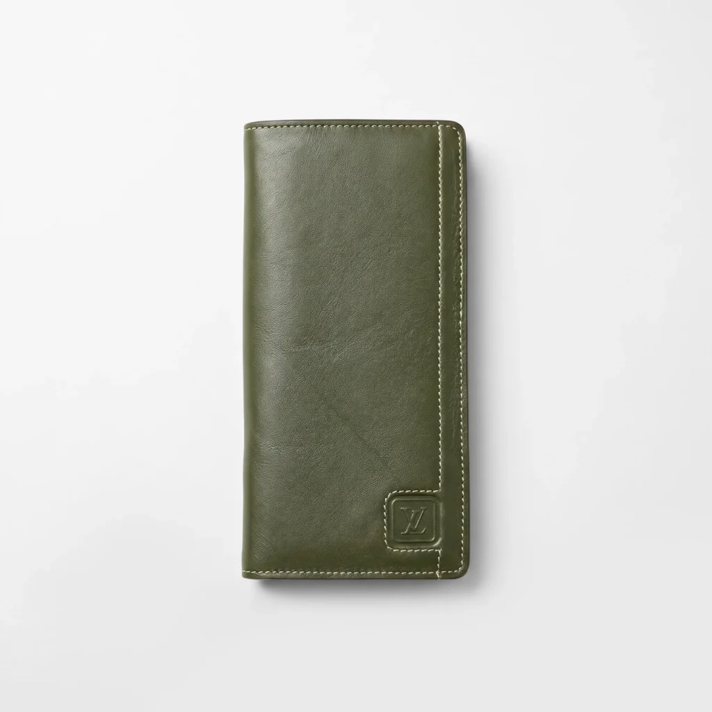Long Genuine Leather Wallet – Olive Green