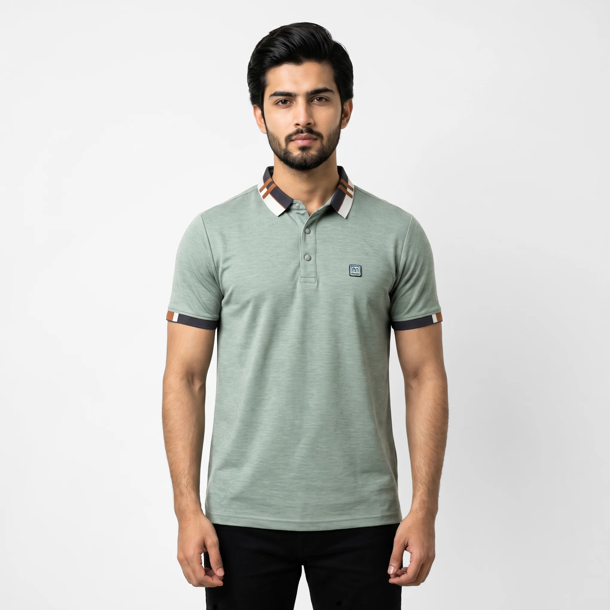 Men's Striped Collar Polo Shirt - Image 3
