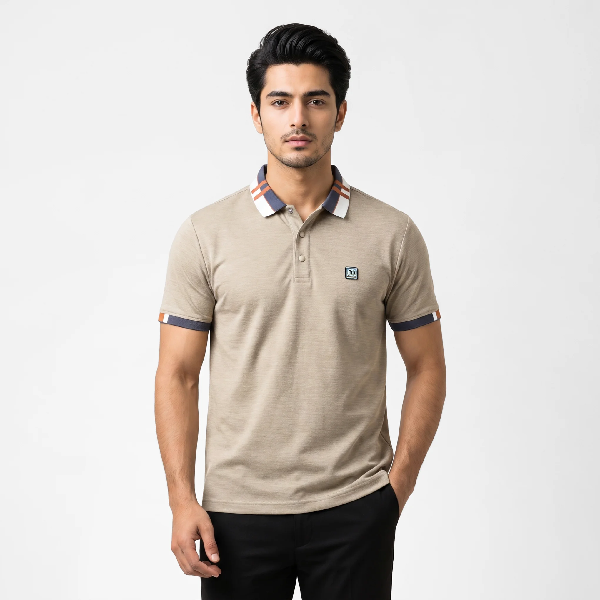 Men's Striped Collar Polo Shirt