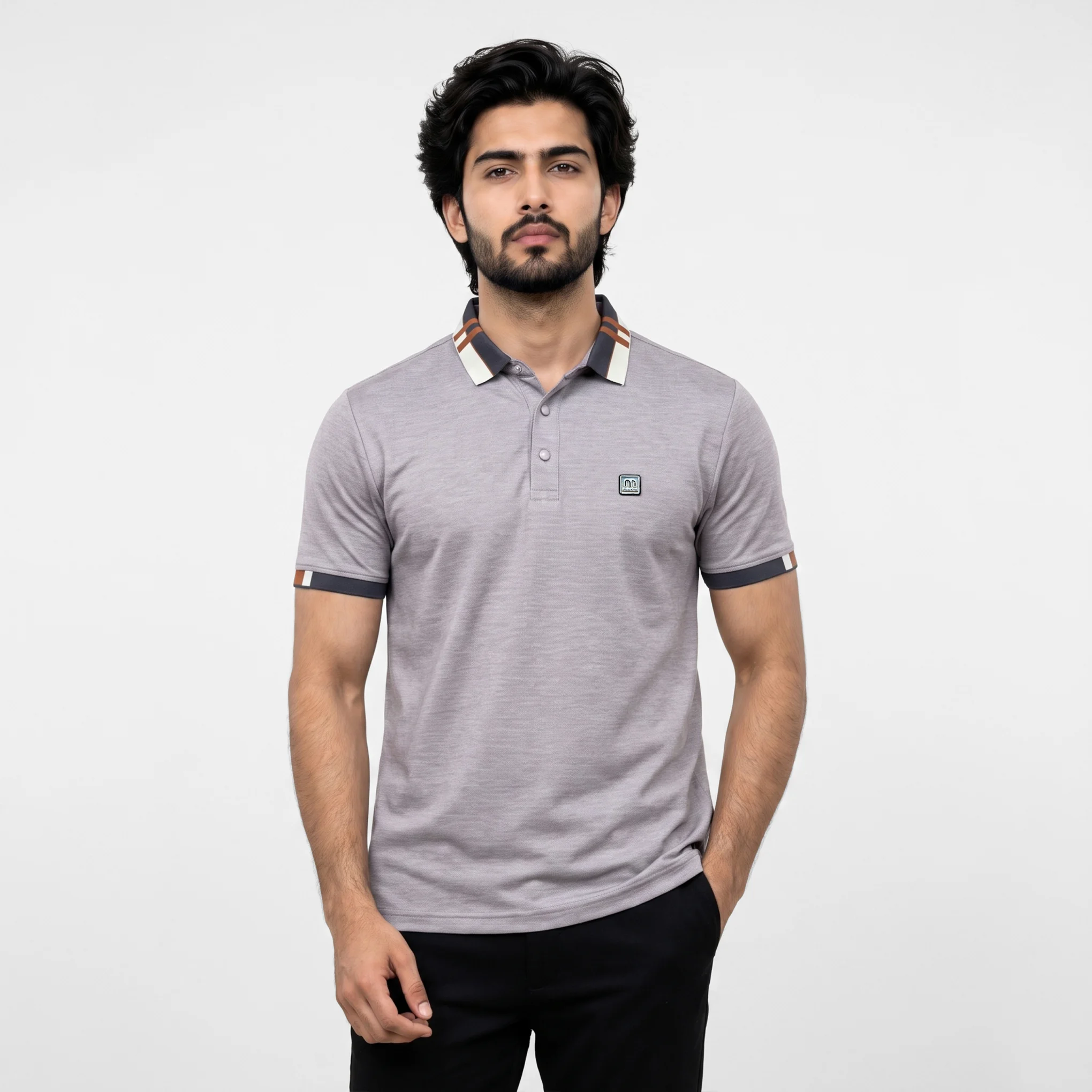 Men's Striped Collar Polo Shirt - Image 4