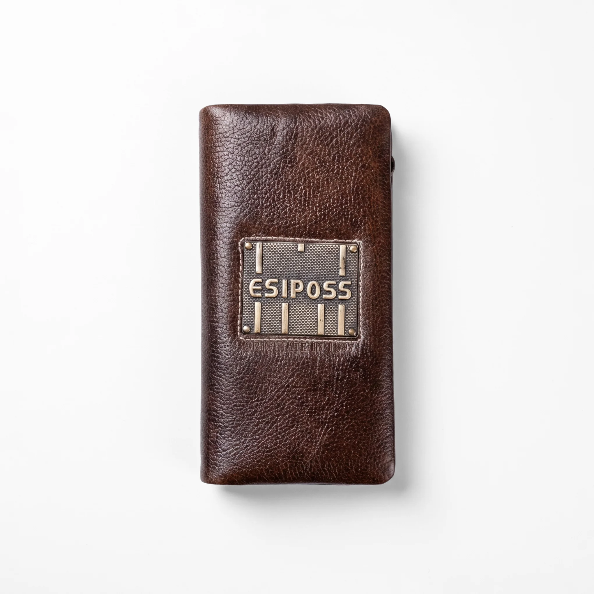 Genuine Leather Long Wallet — Tan Brown