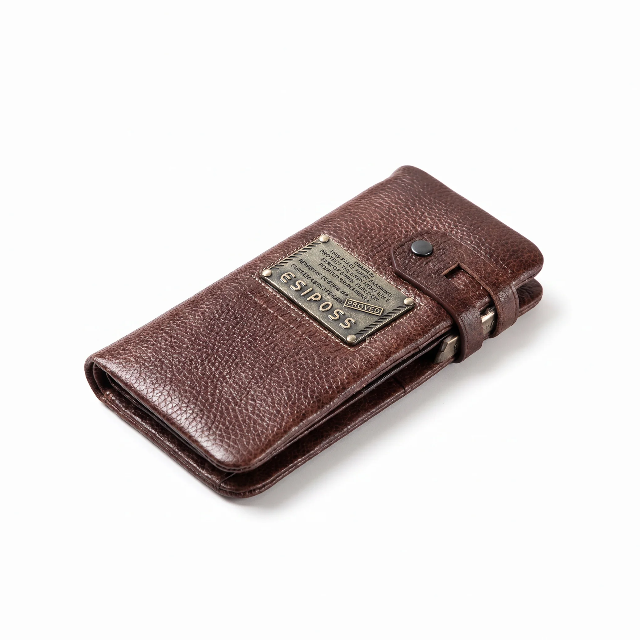 Genuine Leather Long Wallet — Tan Brown - Image 3