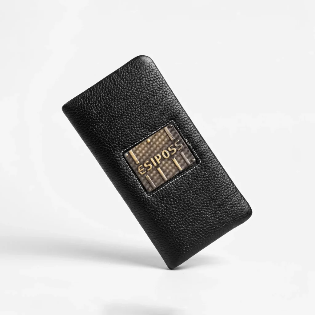 Genuine Leather Long Wallet — Black