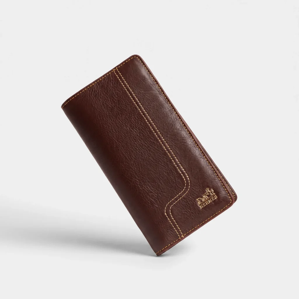 Premium Genuine Leather Long Wallet — Coffee