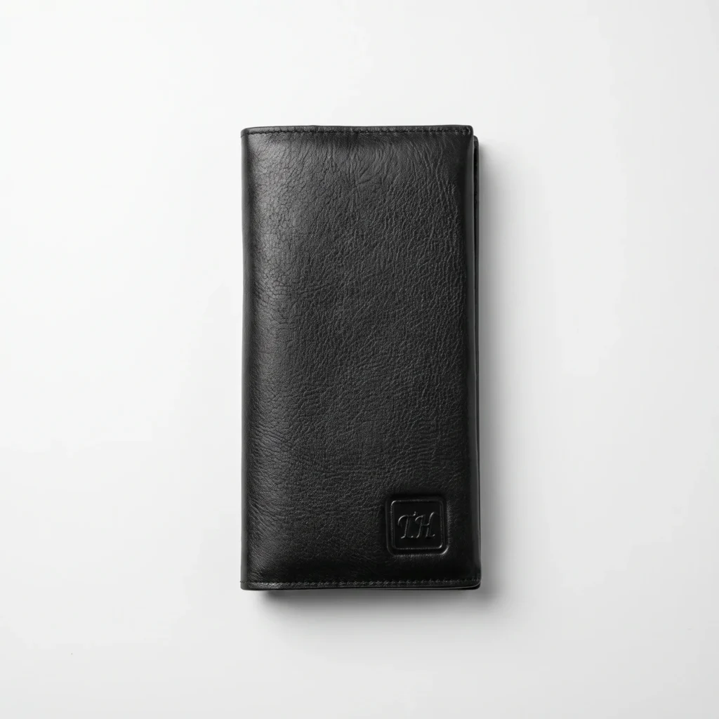 Genuine Leather Long Wallet — Black